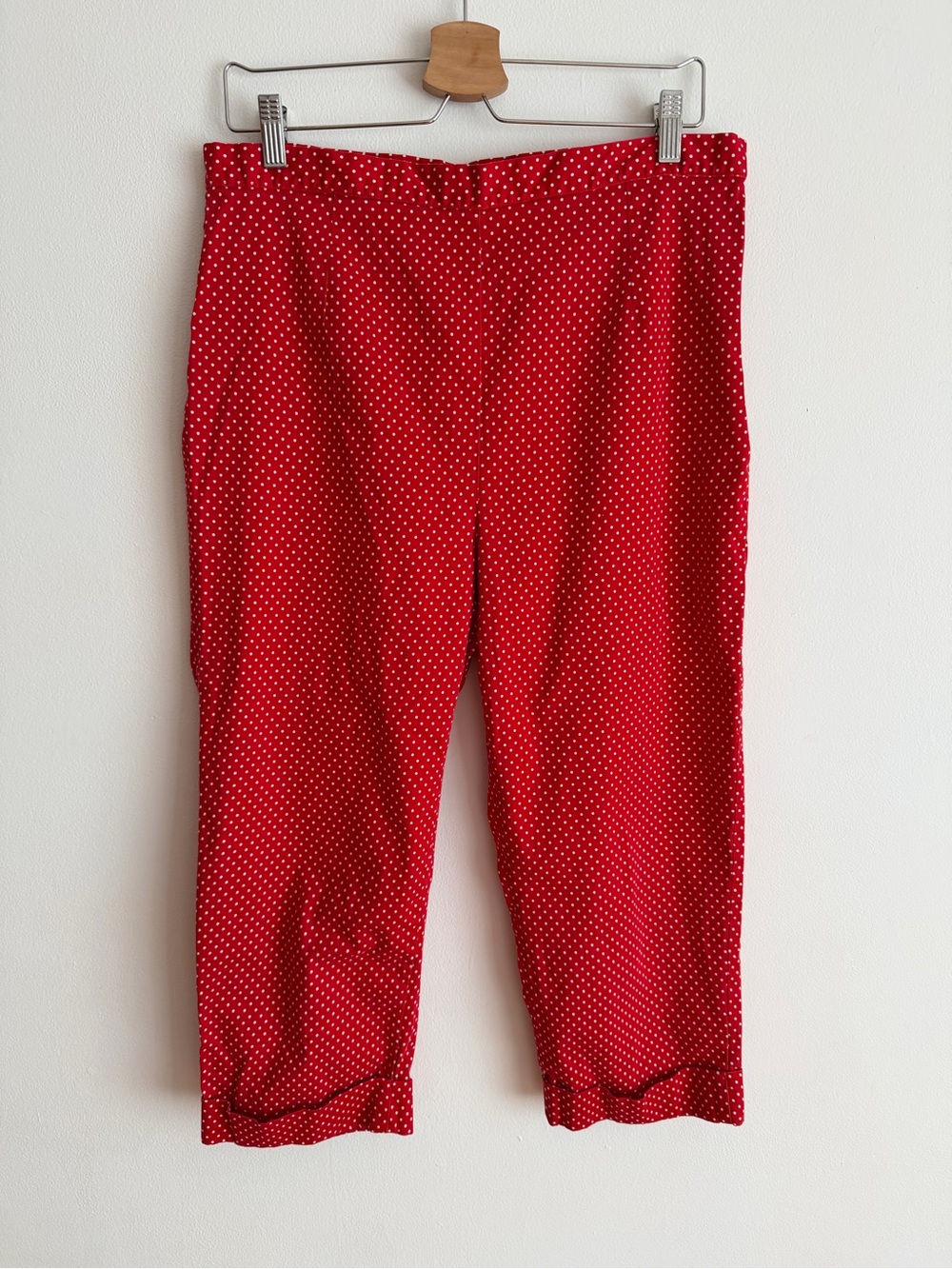 Vintage Bill Blass Jeans Red White Polka Dot High Rise Capri Pants Size 14 32W